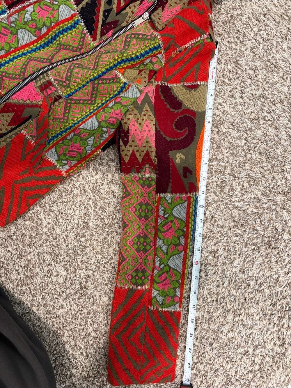 Zara Red Multicolor Patchwork Zip Jacket - Picture 9 of 11